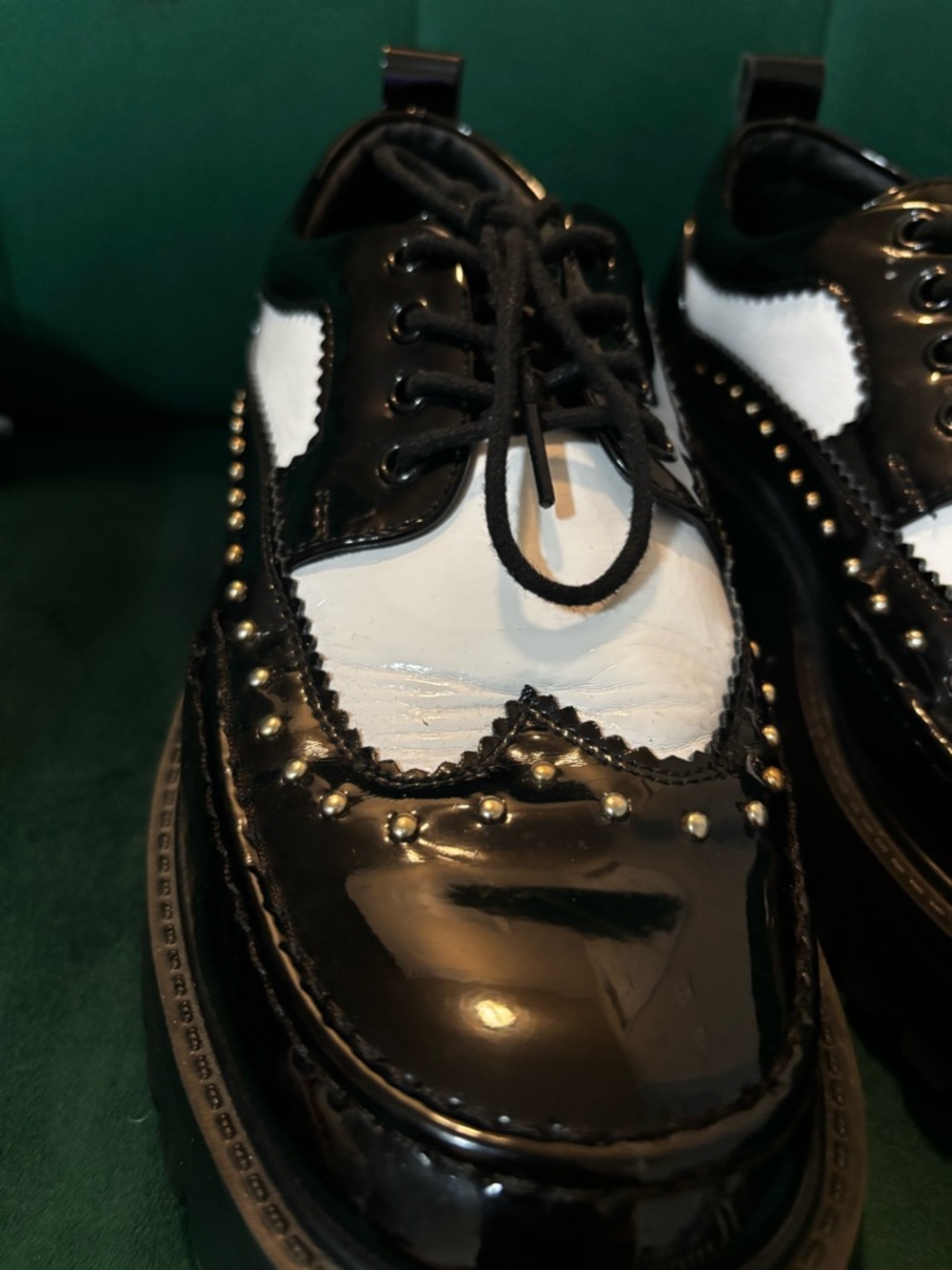 Black & White Studded Platform Brogues - Picture 6 of 8